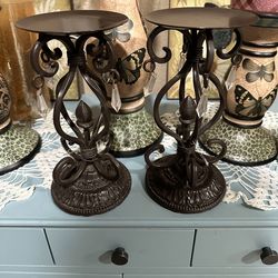 Set of 2 Metal Candle Holders