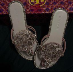 tory burch pink slides bedazzle