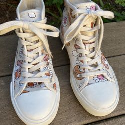 The Smiley Co/American Eagle Mushroom & Peace Canvas High Top Sneakers Size 8