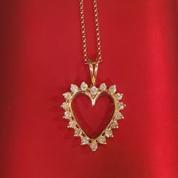 14ct gold/natural diamond heart necklace