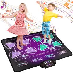 Kids Dance Mat Toys - 2-Player Dance Pad Gifts for Girls Boys Toddlers 3 4 5 6 7 8 9 + Year Old Electronic Dancing Mat Floor Games Toy with Music Ligh