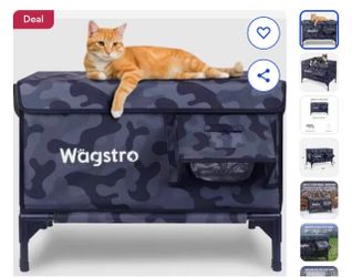 Wagstro Elevated, Rainproof, Intruder-Resistant Polyester Outdoor Heated Cat House with One-Way Pet Door & Thermal Pad, Large factory, sealed