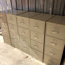 Three  (Left) of Five: 52”x26”x18” HON 4-Drawer Vertical File Cabinets - Compare @ $3000