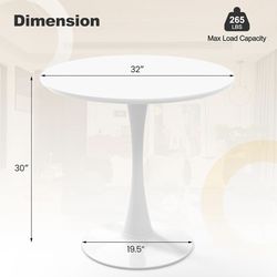 Giantex White Round Dining Table, 32-inches Modern Tulip Kitchen Table