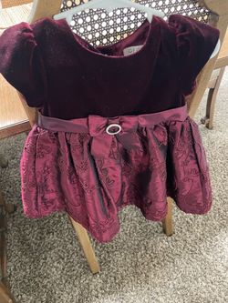 George Girls Burgundy Velvet Holiday Dress