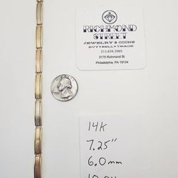 14k gold tri color greek key bracelet 