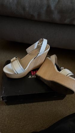 Just Fab White Wedge Sandals