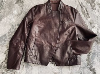 Brunello Cucinelli Women's Moto brown Biker LEATHER Jacket Size 4 XS 40 ITALY