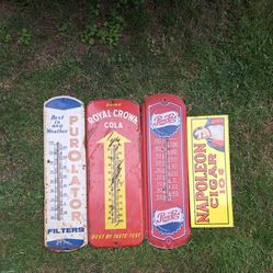 Vintage Thermometers And Sign