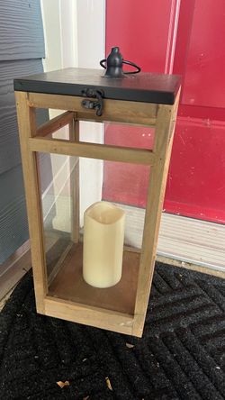 Large Wood and Glass Candle Lantern