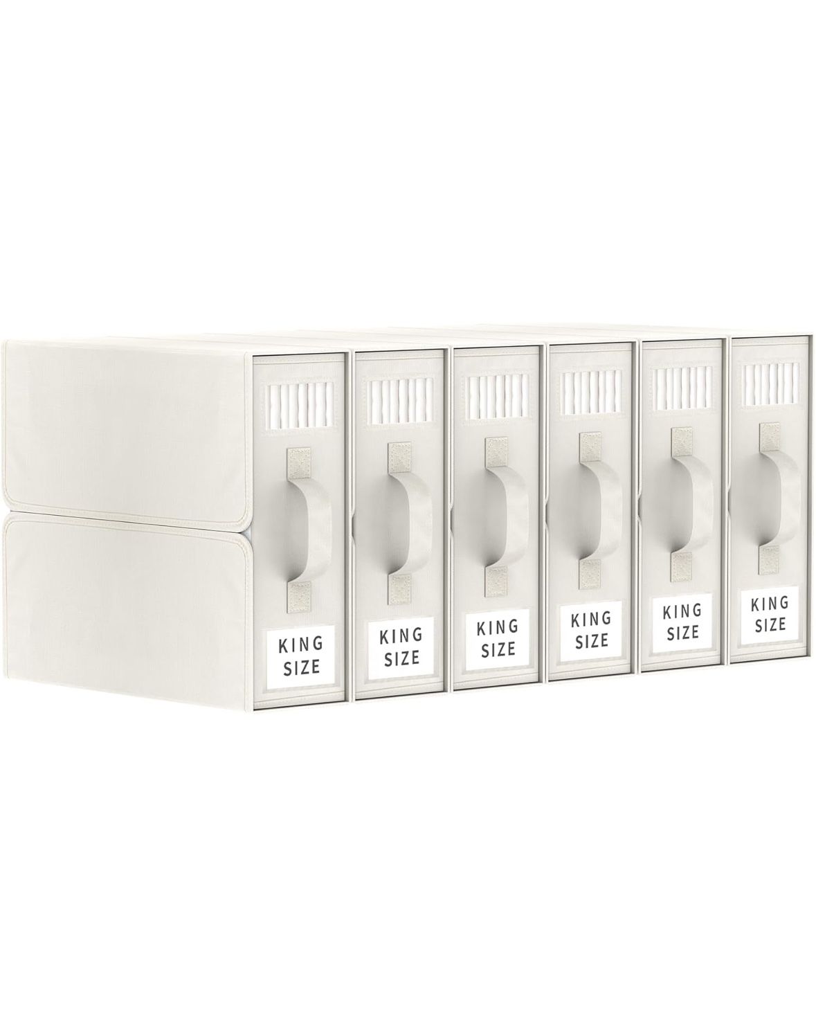 6 Pack Bed Sheet Organizers and Storage (Queen & King Size) Sheet Organizer for Linen Closet Under bed Storage Sheets Set Organizers with Handle Windo