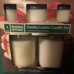 CANDLE SET :  VANILLA   5  PEICE  GIFT SET 