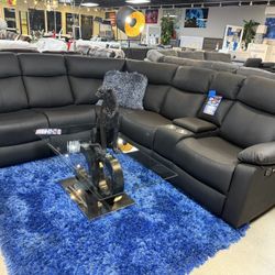 Black Reclining Sectional With Led Lights Only $999 Also Available In Grey, White, And Brown 