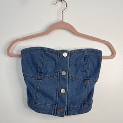 Strapless Denim Crop Top Size XS