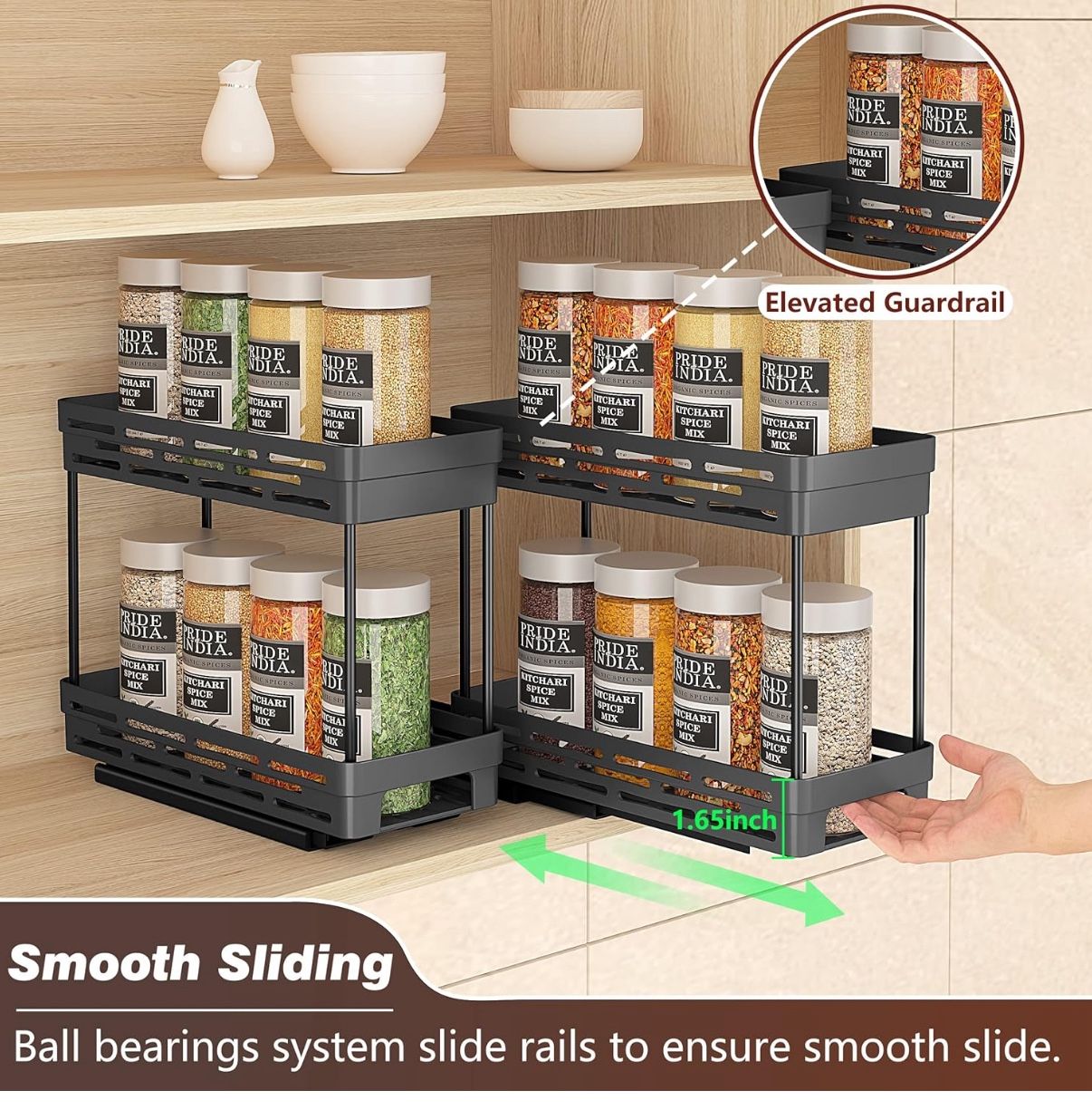 3Pack Pull Out Spice Rack Organizer for Cabine