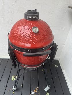 Classic Joe II 18 in. Charcoal Grill in Red with Cart, Side Shelves