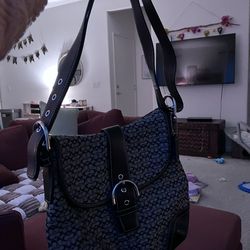 Vintage Unused Coach SoHo Signature Canvas Leather Shoulder Bag