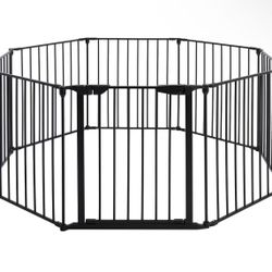 Extra Wide  Gate Metal Safety Playpen - Fireplace Fence for Toddler/Pet/Dog