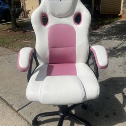 Pink And White Gamming Chair (PICK UP ONLY CONYERS GA)