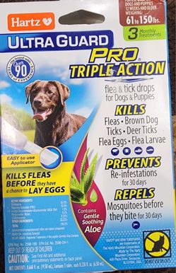 Hartz UltraGuard Pro with Aloe Flea & Tick Drops for Dogs 61-150 lbs, 3 Monthly Treatments