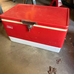 Vintage Coleman metal red cooler