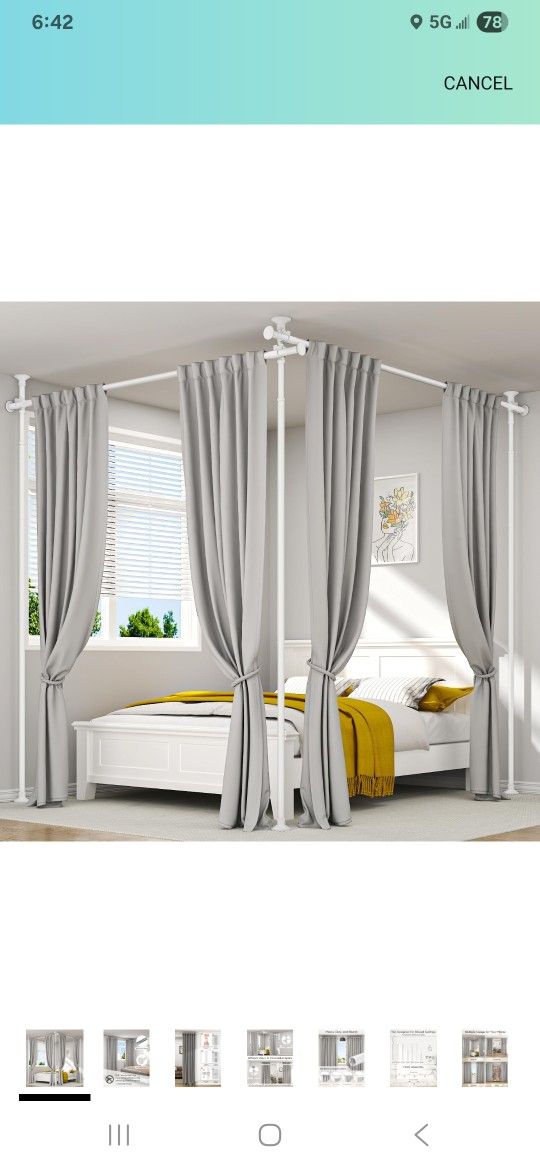 Partition Room Divider Curtain Rod, Adjustable Wall Divider for Room Separation, No Drill, Three Mounting Options, Ideal for Creating Privacy Space