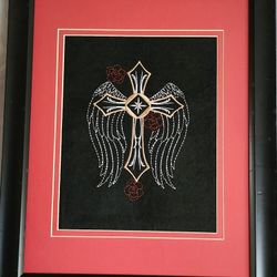 Embroidered Cross With Wings 