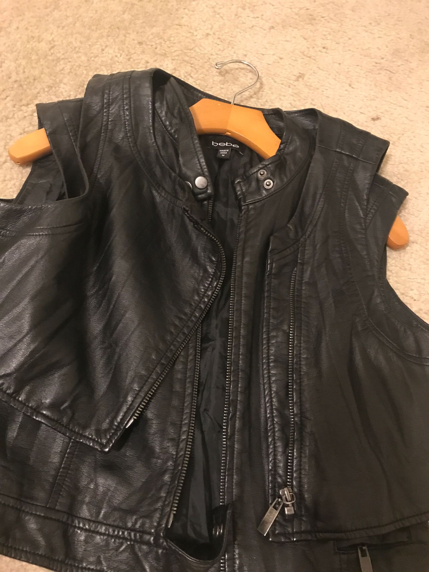 Leather Bebe Two Layer Vest