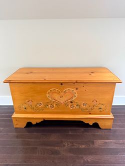 Cedar blanket Chest with Folk Art Painting