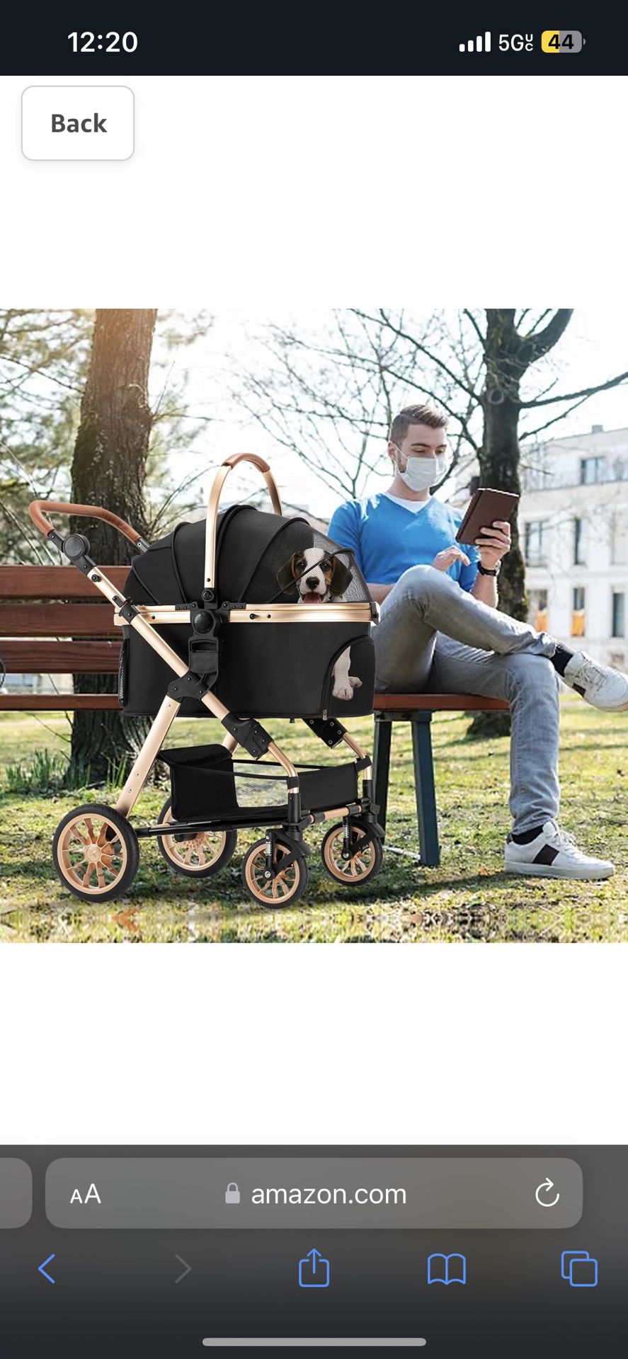 Ingborsa Pet Stroller, Dog Stroller for Medium Small Dog with Storage Basket Foldable Lightweight Dog Carrier Trolley.Basket can be Used Alone. Pump-F