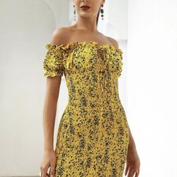 Yellow ruched dress 