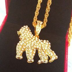 Iced-Out King Kong Bling Bling  Pendant Necklace