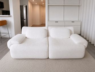 82" Loveseat Cloud Couch Sofa Modular Boneless Sectional, Beige