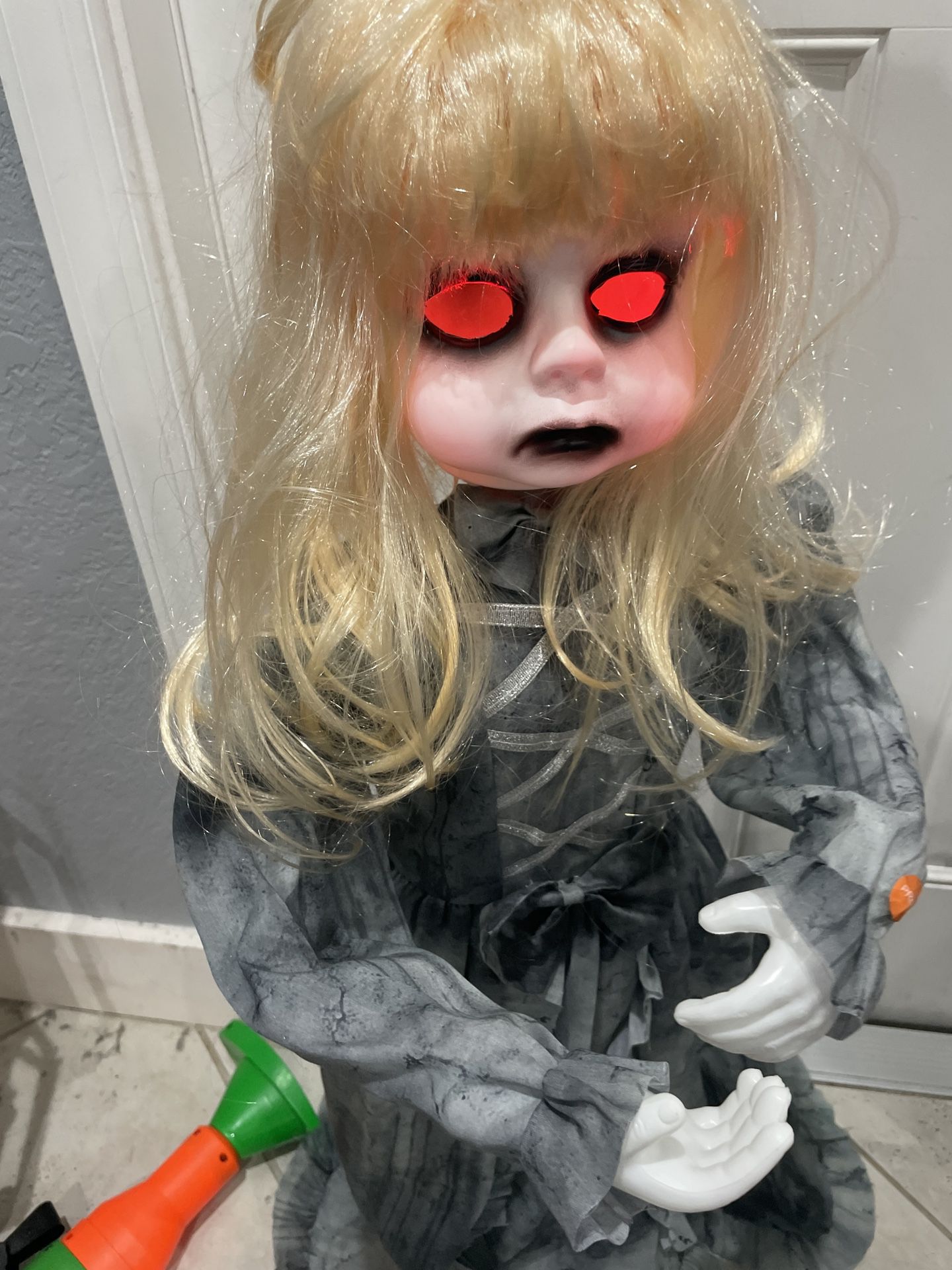 Halloween Girl Talks Scary Doll Standing 3ft