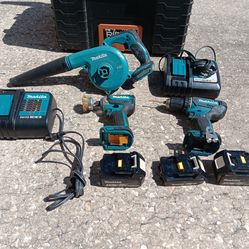 MAKITA TOOLS, CHARGERS AND LARGE TOOL BOX