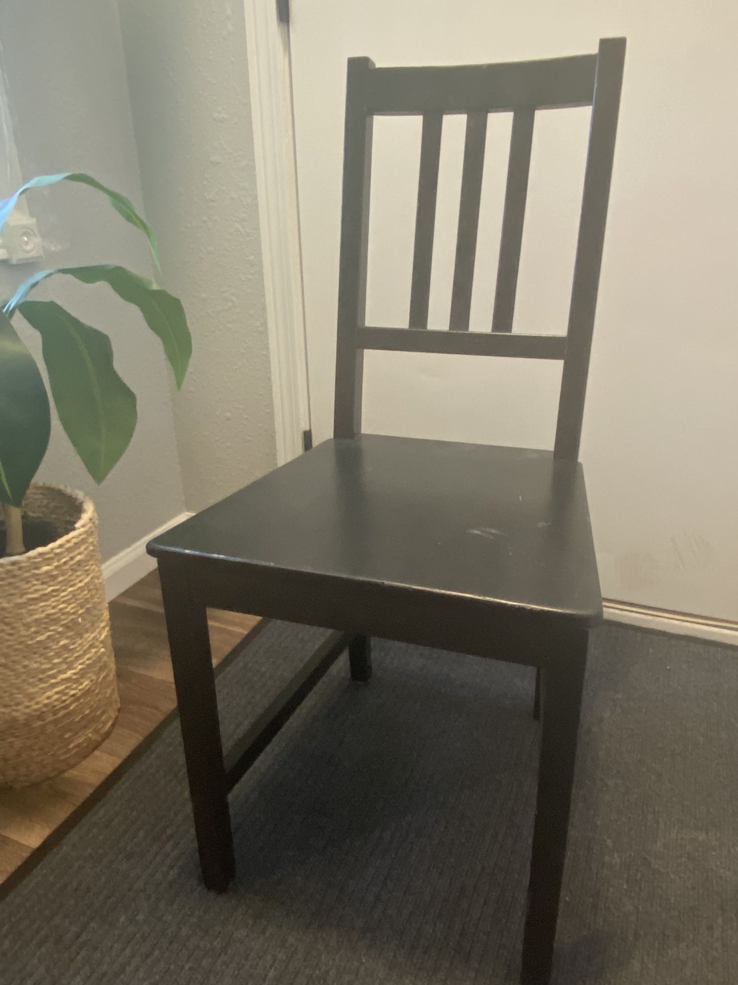 Set Of Two Wooden Black Chairs