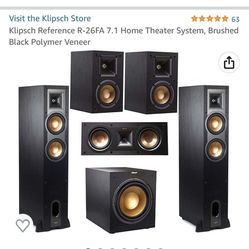 Klipsch Reference R-26FA 7.1 Home Theater System, Brushed Black Polymer Veneer