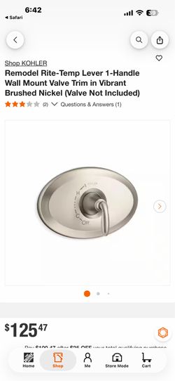 Shop KOHLER Remodel Rite-Temp Lever 1-Handle Wall Mount Valve Trim in Vibrant Brushed Nickel (Valve Not Included)