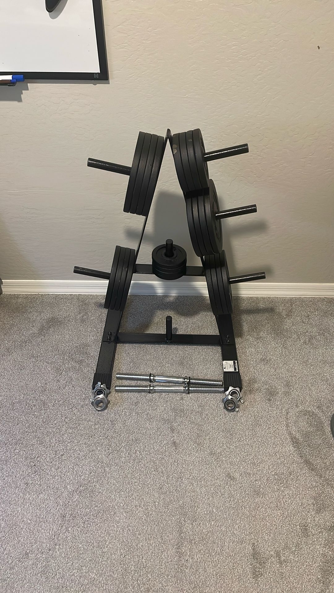 190lb Weight Plate Set with Stand & Adjustable Dumbbells