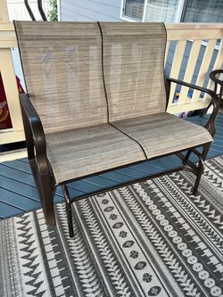 Outdoor Patio Sling Loveseat Glider Bench