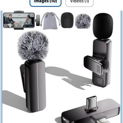 2-Pack Wireless Mini Lavalier Lapel Microphone for iPhone,Android Phone(2 in 1) - 65ft Cordless Clip on Dual Mics with Noise Reduction 6H Working Time