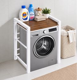 Over Washer Storage Shelf with Wood Top