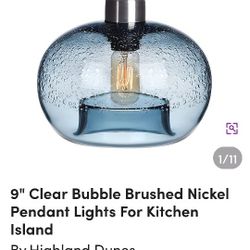 9" Clear Blue Bubble Pendant Light