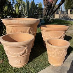 Tuscan Terracotta Pots-Terracotta Garland Pots($290 set of 4 pieces)