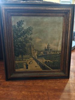 Vintage Framed Canaletto Print – Thames from Somerset House – Original $145 Tag