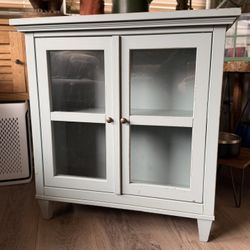✨ Rustic Glass Door Accent Cabinet – Light Blue / Robin’s Egg ✨