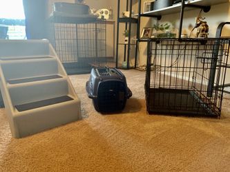 Starter puppy set of 3 items crate for travel and home, as well as stairs!