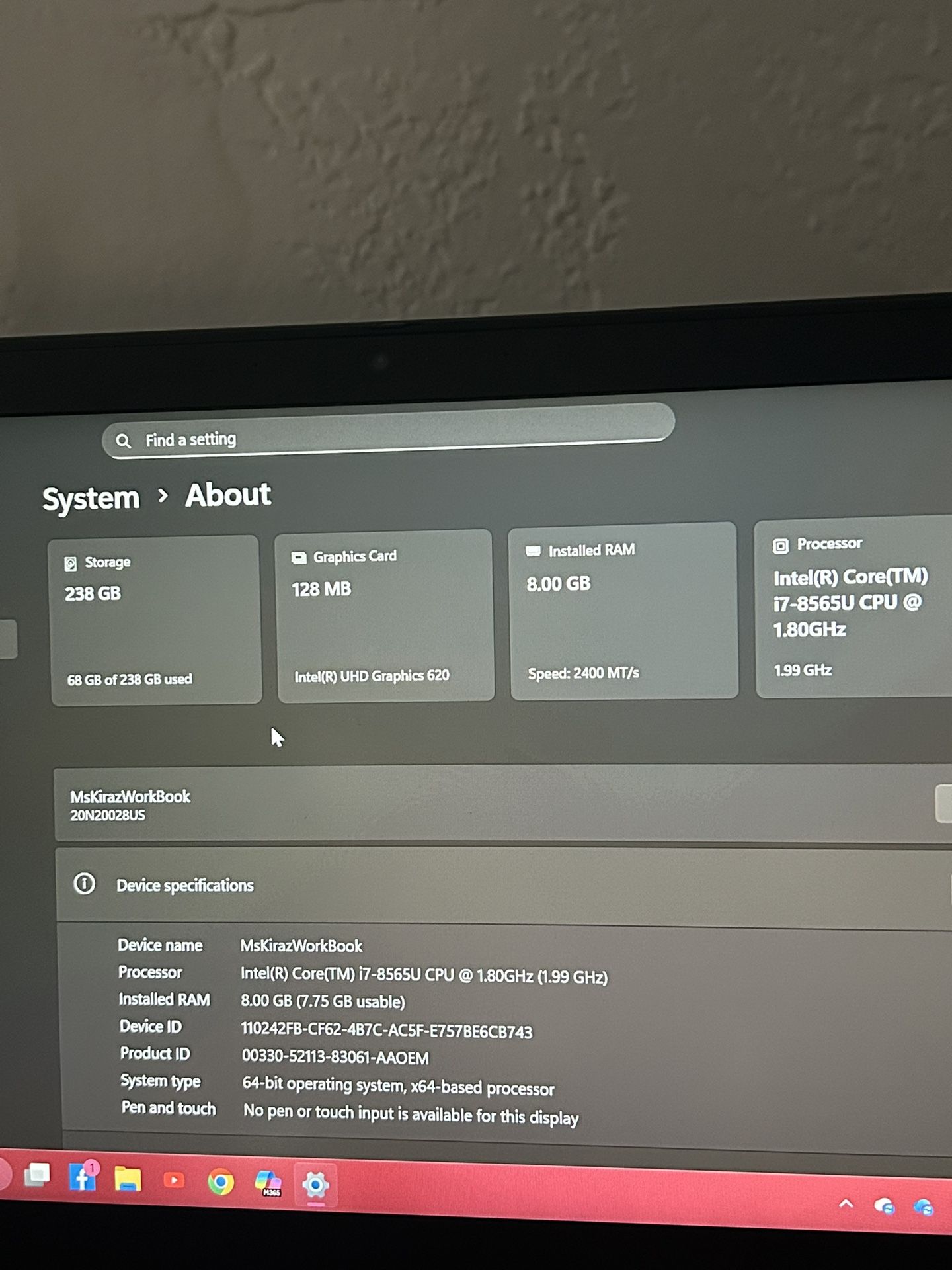 Intel Core i7, 8th Gen ThinkPad