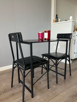 Modern Black Dining/Study Set | Table + 2 Chairs | Like New | Perfect for Small Spaces