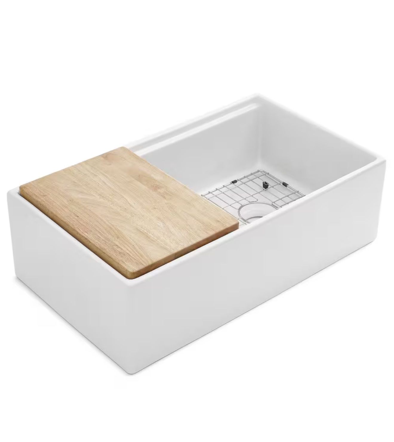 SINKOLOGY Bradstreet II 33 in. Farmhouse Apron Front Undermount Single Bowl Crisp White Fireclay Workstation Kitchen Sink